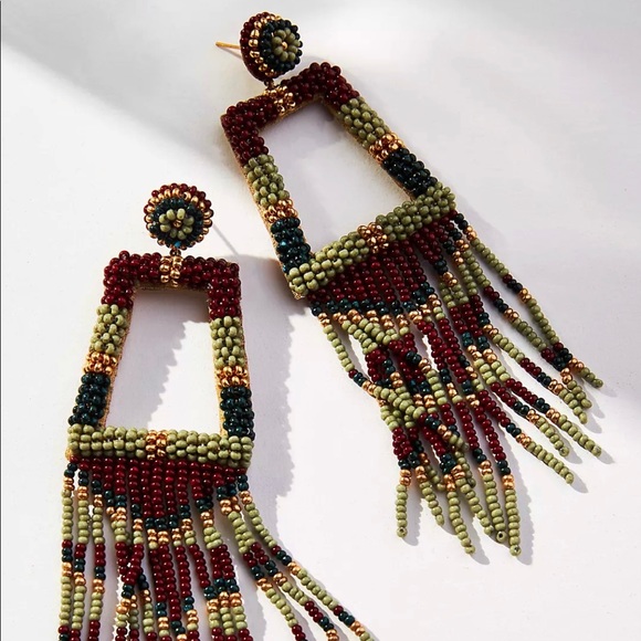 🌺🎉HP🎉🌺 NWT Anthropologie Deepa Beaded Fringe Chandeliers - Picture 12 of 16